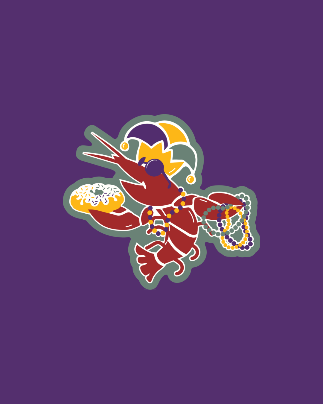 Crawfish Mardi Gras Sticker