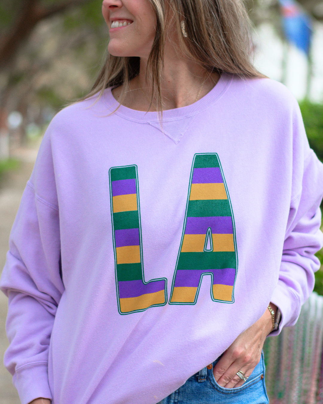 LA Mardi Gras Stripes© Sweatshirt | Mardi Gras Shirts