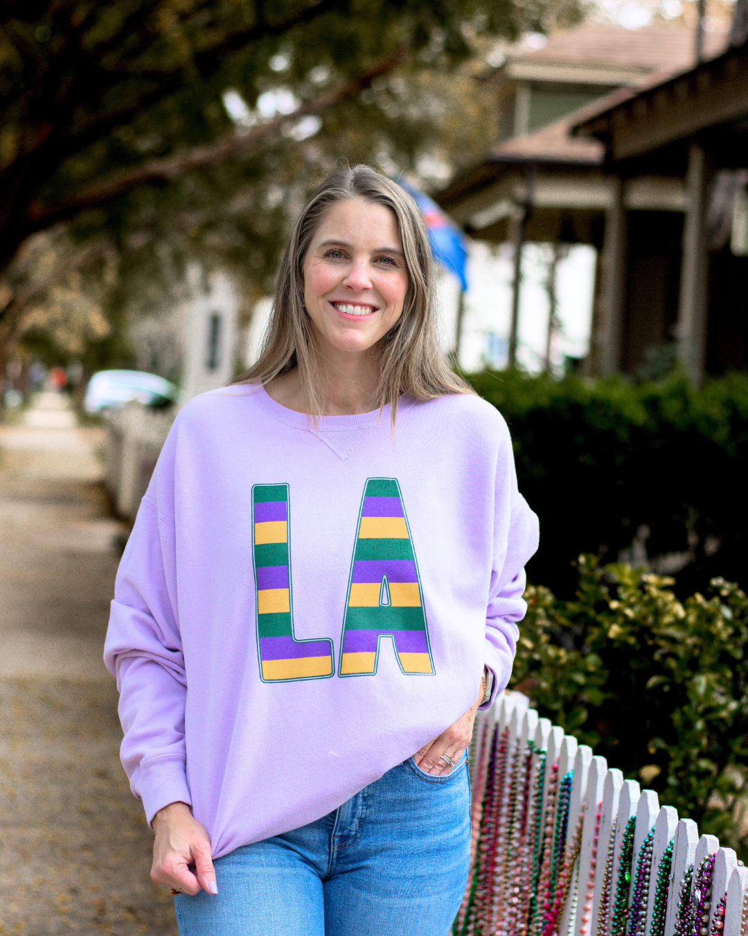 LA Mardi Gras Stripes© Sweatshirt | Mardi Gras Shirts