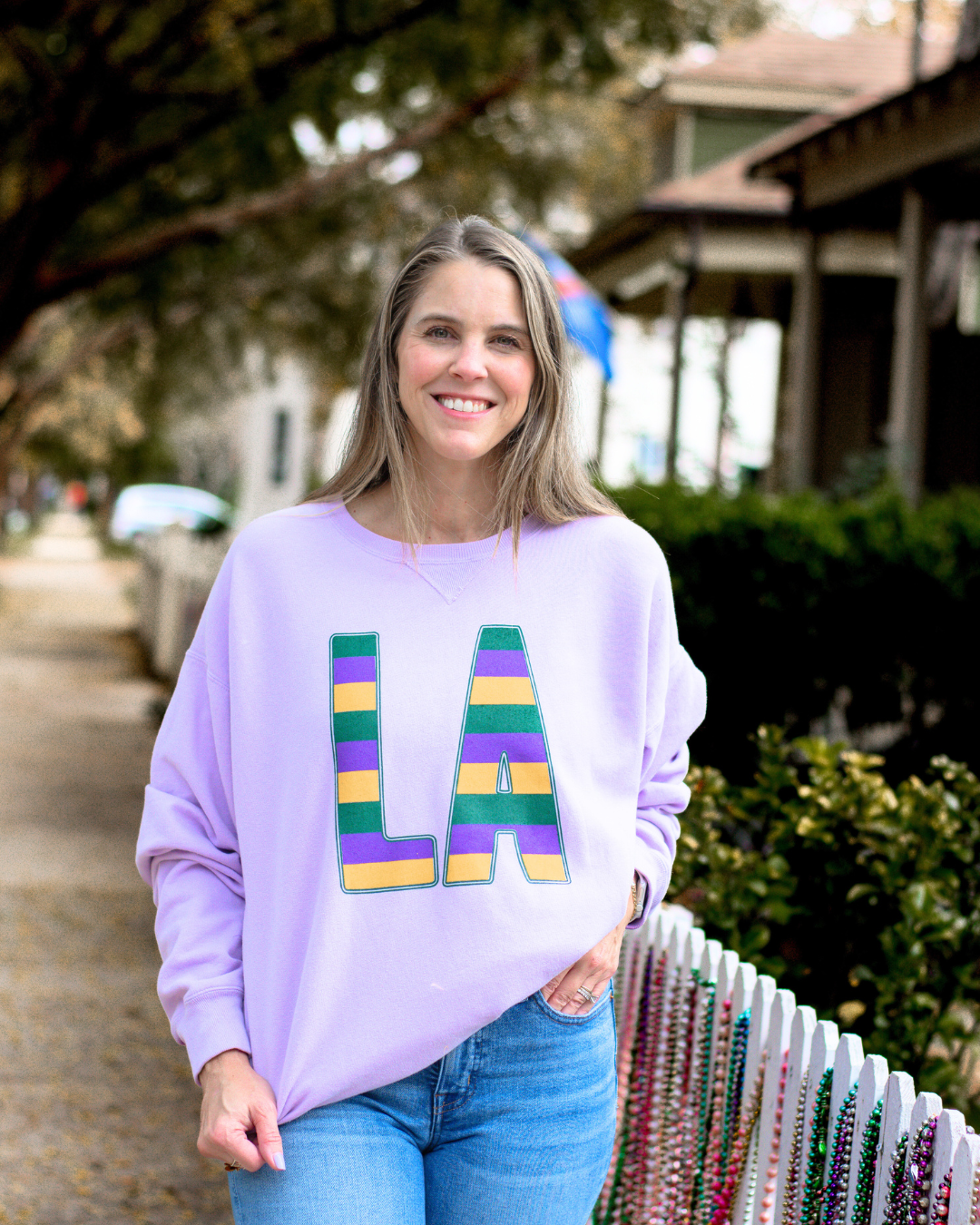 LA Mardi Gras Stripes© Sweatshirt | Mardi Gras Shirts